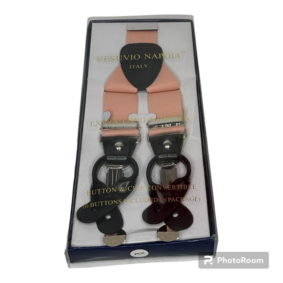 Vesuvio Napoli Other - NWT in box Vesuvio Napoli Peach Suspenders Y Shape Black Elastic & Silver Clips